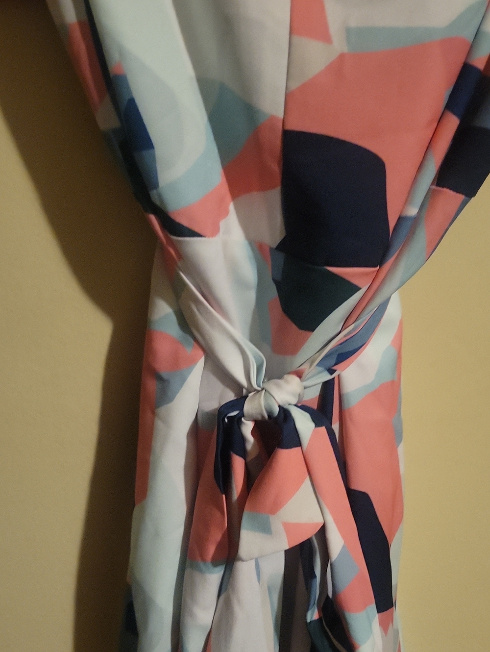SHEIN Abstract Print Belted Short Sleeve Dress in Navy, Pink & Mint - Picture 2 of 4